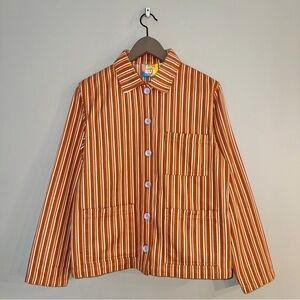 BIG BUD PRESS Oversized Stripe Long Sleeve Button Down Work Jacket Women’s XXS